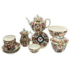 Worcester Tea Service, Later Decorated in Giles Style Pattern, 1775 and Later