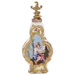 Antique South Staffordshire Enamel Scent Bottle , Athena and Artist, circa 1780