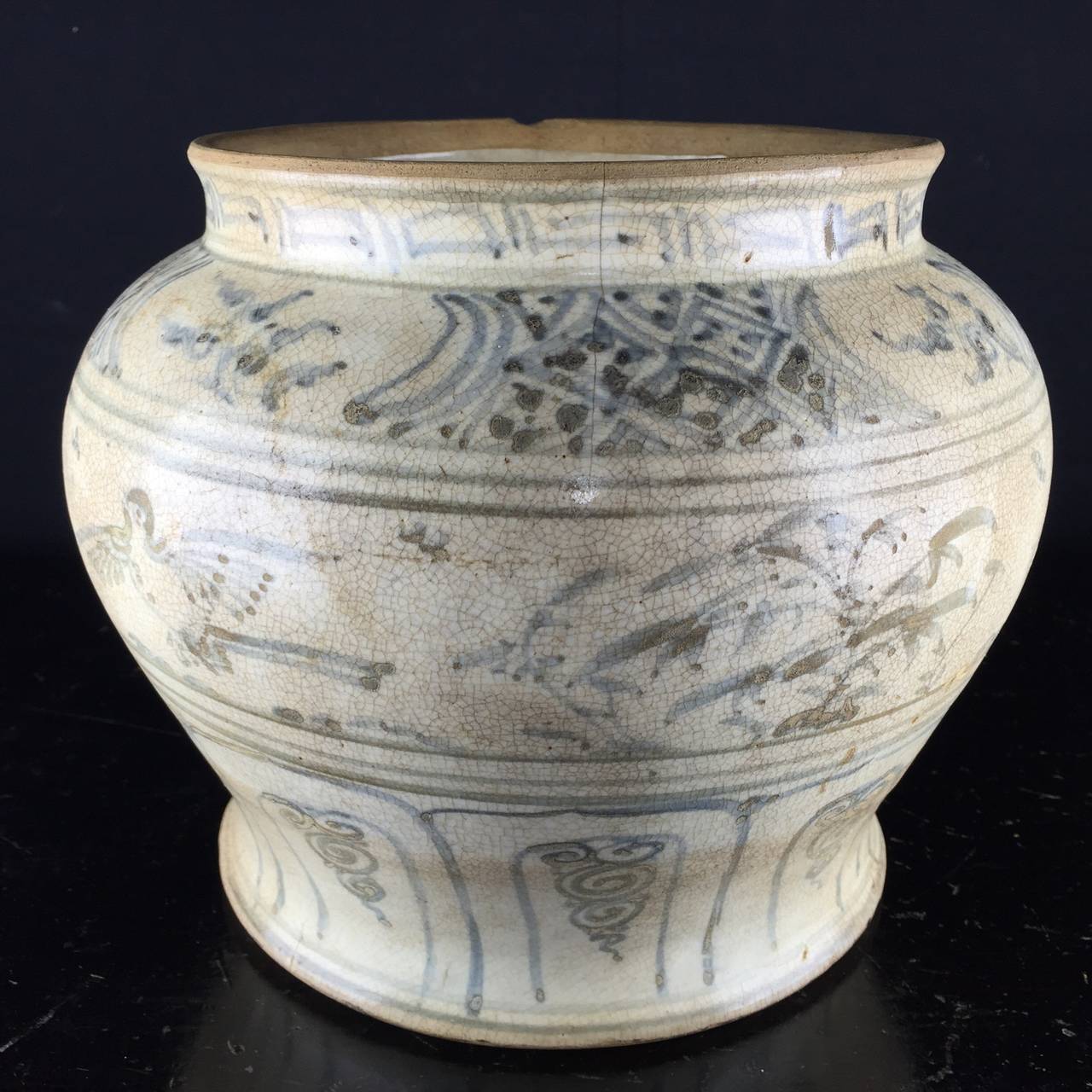 Chinese Export Annamese Vietnamese Baluster Jar with Birds, 15th Century