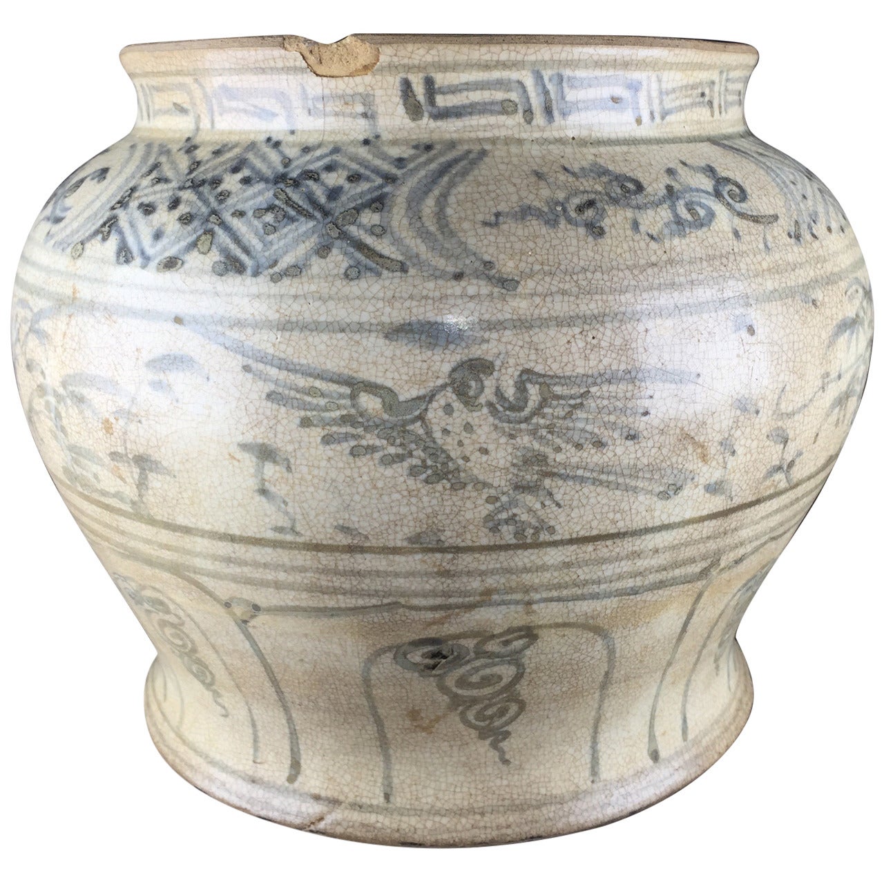 Annamese Vietnamese Baluster Jar with Birds, 15th Century