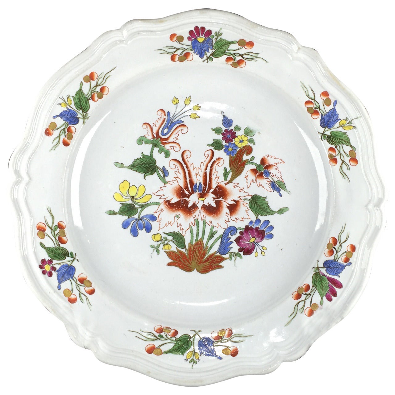 Doccia 'Tulip' Plate in Tin Glaze Porcelain, circa 1790