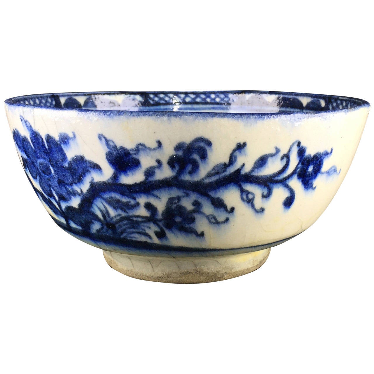Persian FritWare Bowl with Oriental Flowers, 18th Century For Sale at