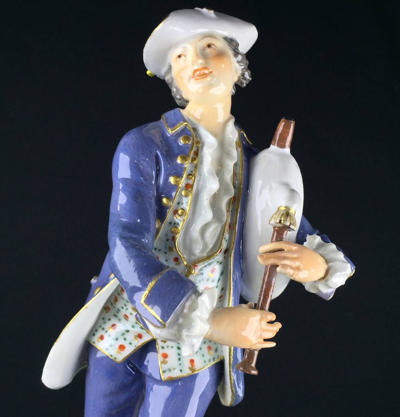 German Meissen Figure of a Piping Shepherd, J.J. Kandler, circa 1755 For Sale