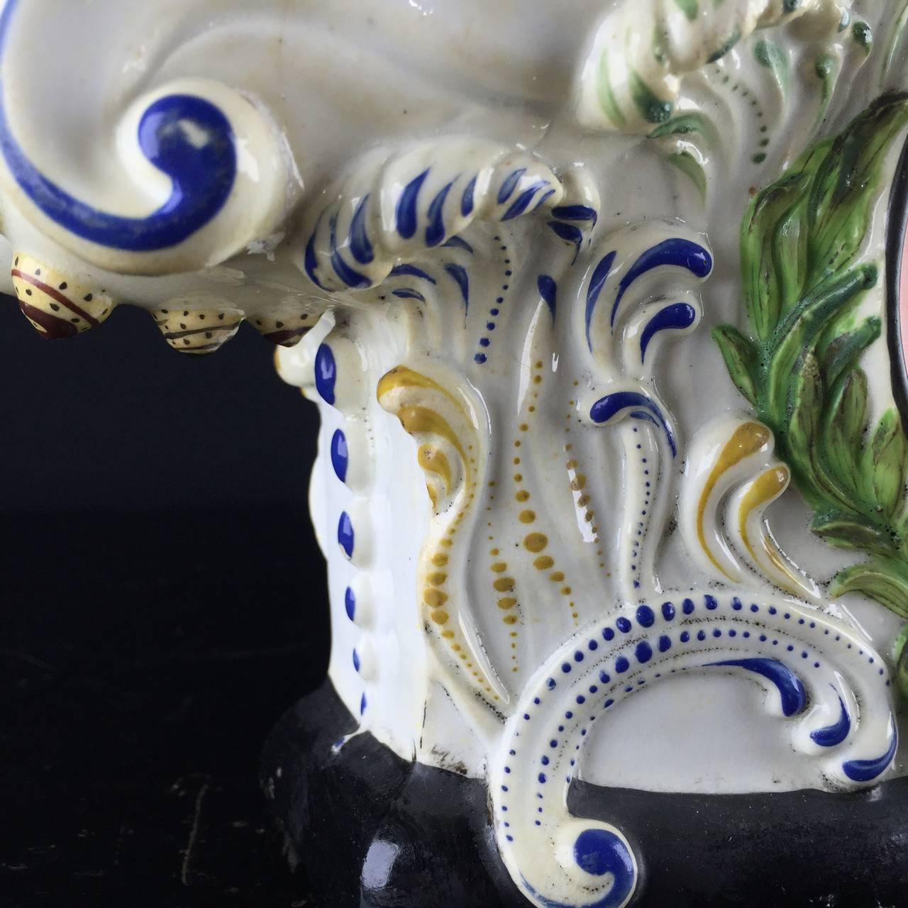 Pottery Pearlware Pocket Watch 'Clock' Stand with Seaweed, Nets and Shells, circa 1820