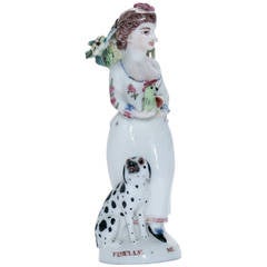 St James Perfume Bottle, Flower Girl with Dalmatian Dog and Parrot, circa 1755