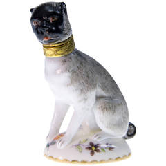 Antique French porcelain pug dog perfume bottle, probably Samson, c. 1880