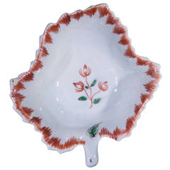 Antique Liverpool leaf form pickle dish, ex- Watney Collection, c. 1756 - 61