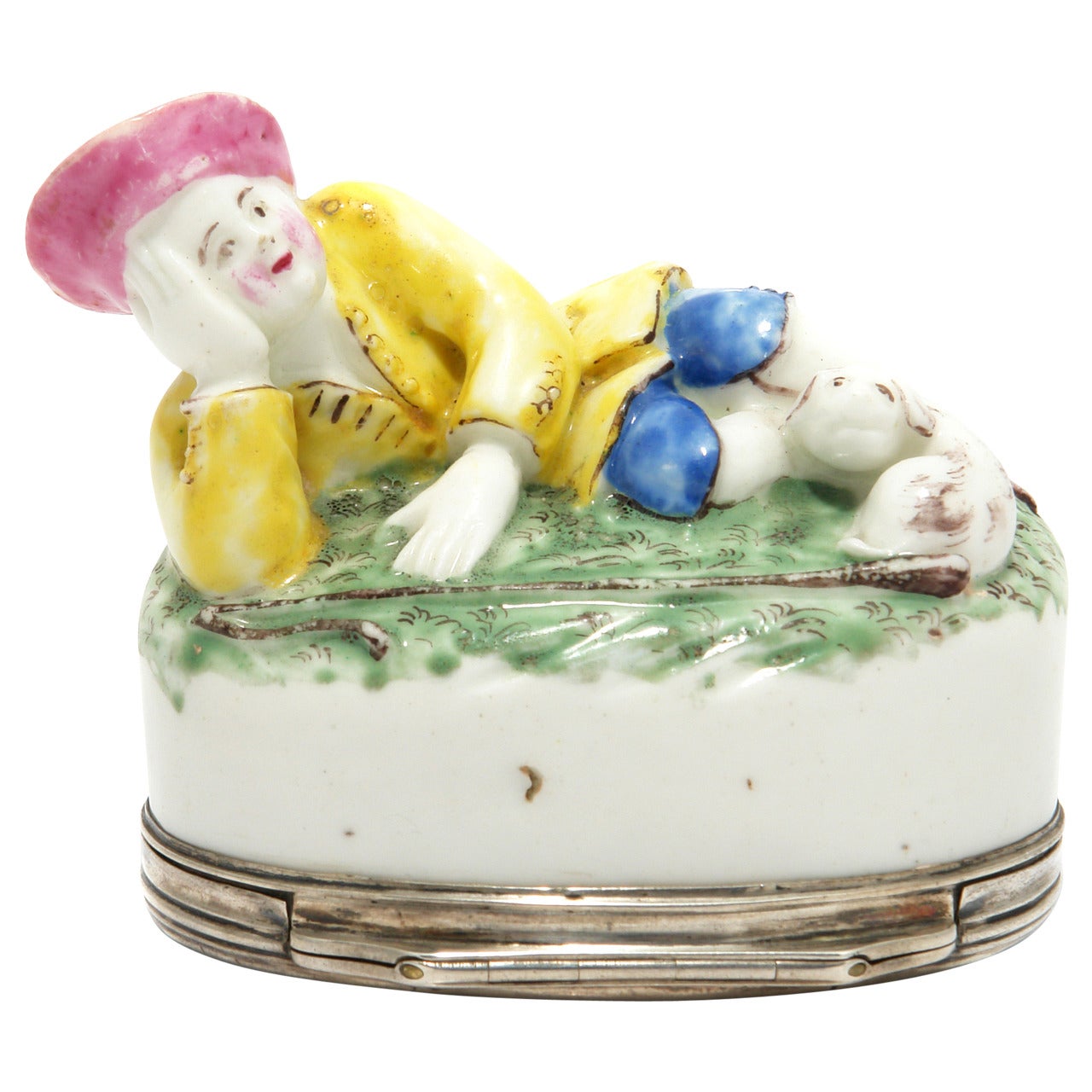 Menecy Snuff Box with a Shepherd and Dog, circa 1760 For Sale