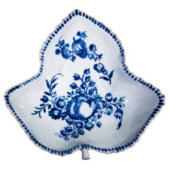 Liverpool Leaf Pickle Dish by Seth Pennington with Printed Fruit, circa 1780
