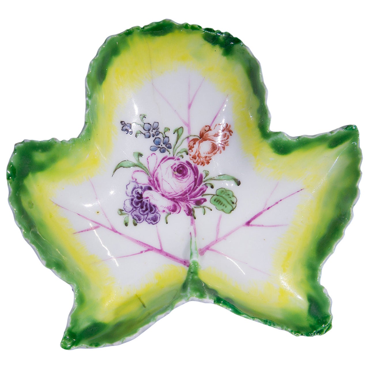 Longton Hall Pickle Leaf Dish, Trembly Rose Painter, circa 1755