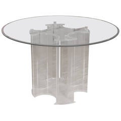 Lucite and Glass Round Dining Table