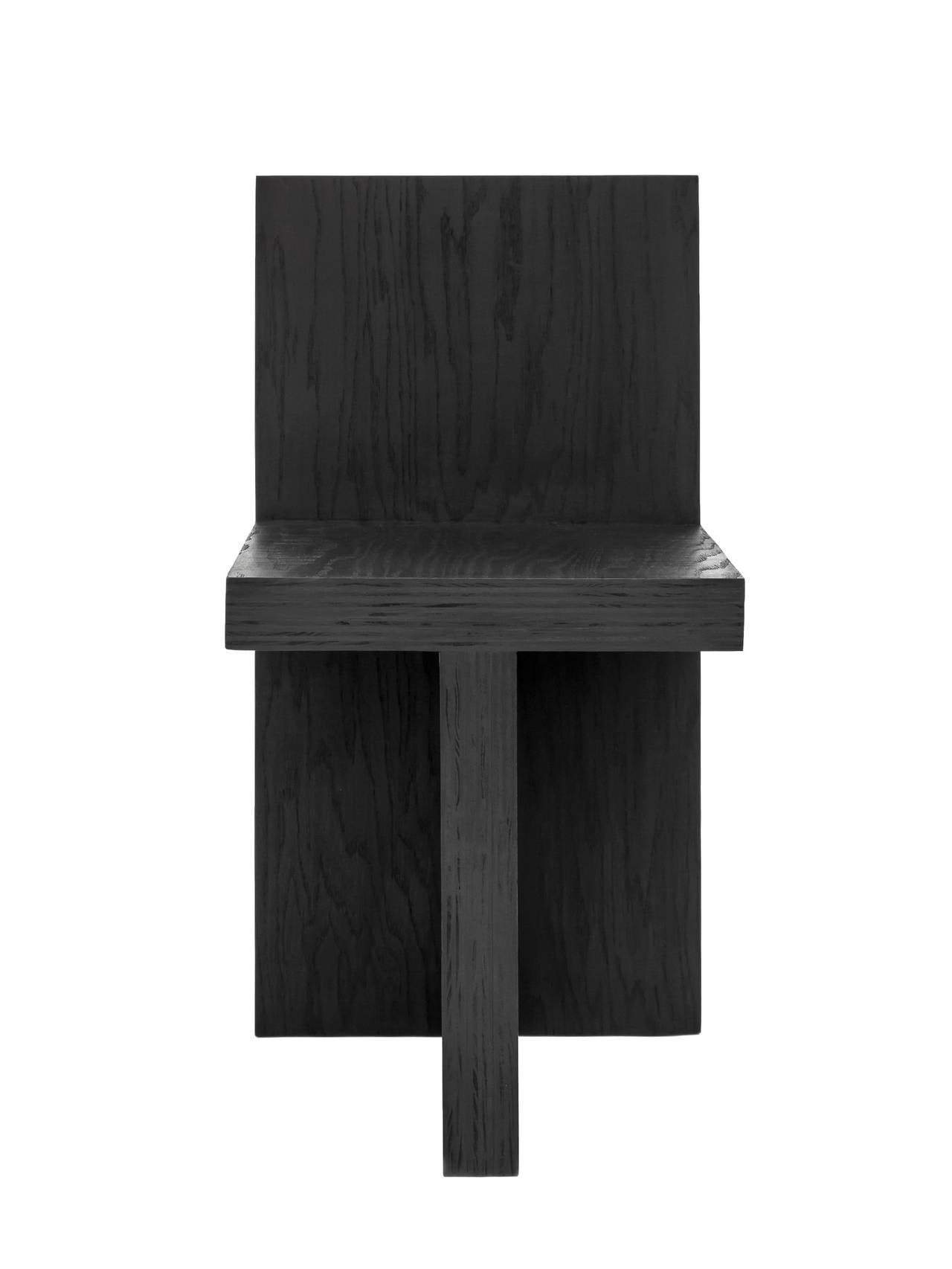 'Monument  IV' Plywood Chair in Black by Lukas Machnik available from LMD/studio. 

A few months prior to shooting NBC's American Dream Builders, Lukas Machnik launched MONUMENT, a collection of minimal hardwood furniture composed of intersecting