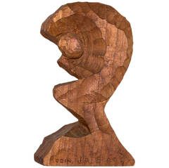 Abstract Hardwood Bust by Outsider Artist