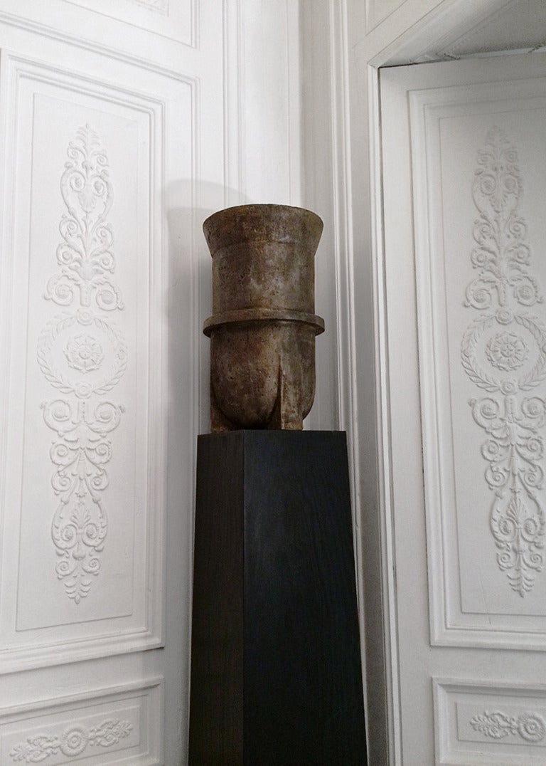 Bronze Urn from Rick Owens Home Collection available from LMD/studio. 

Bronze Urn by fashion designer Rick Owens presented in nitrate finish, also available in black and henna, please contact the gallery for more details. The large vessel has a