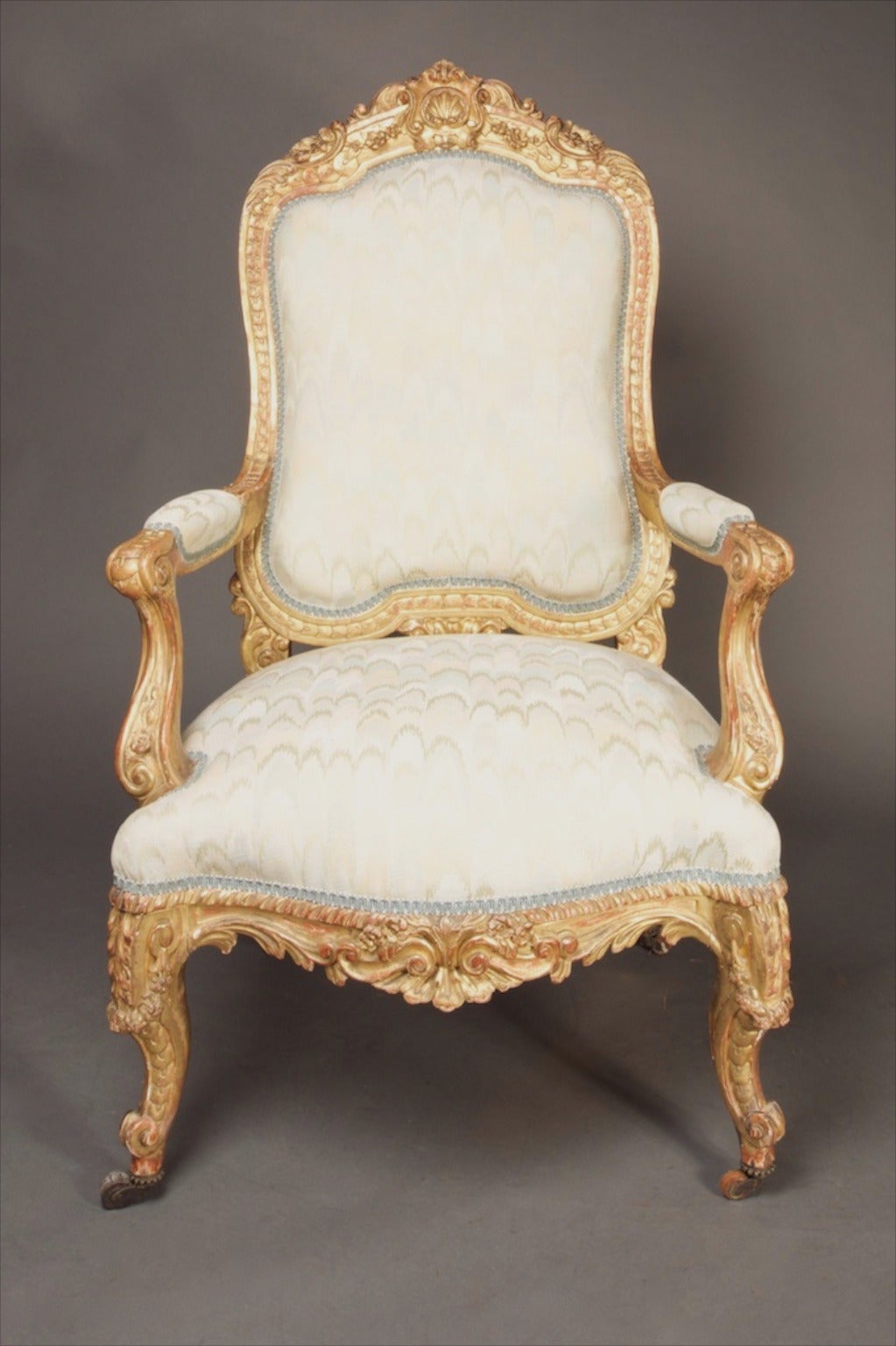 Rococo 19th Century A Pair Of French Giltwood Fauteuils, Louis XV Style For Sale