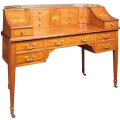 George III Style Satinwood Carlton House Desk