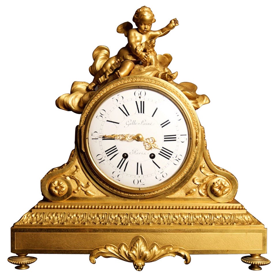 Louis XVI Period Ormolu Horloge Manteau Gilles Laine, Paris, circa 1780 For Sale