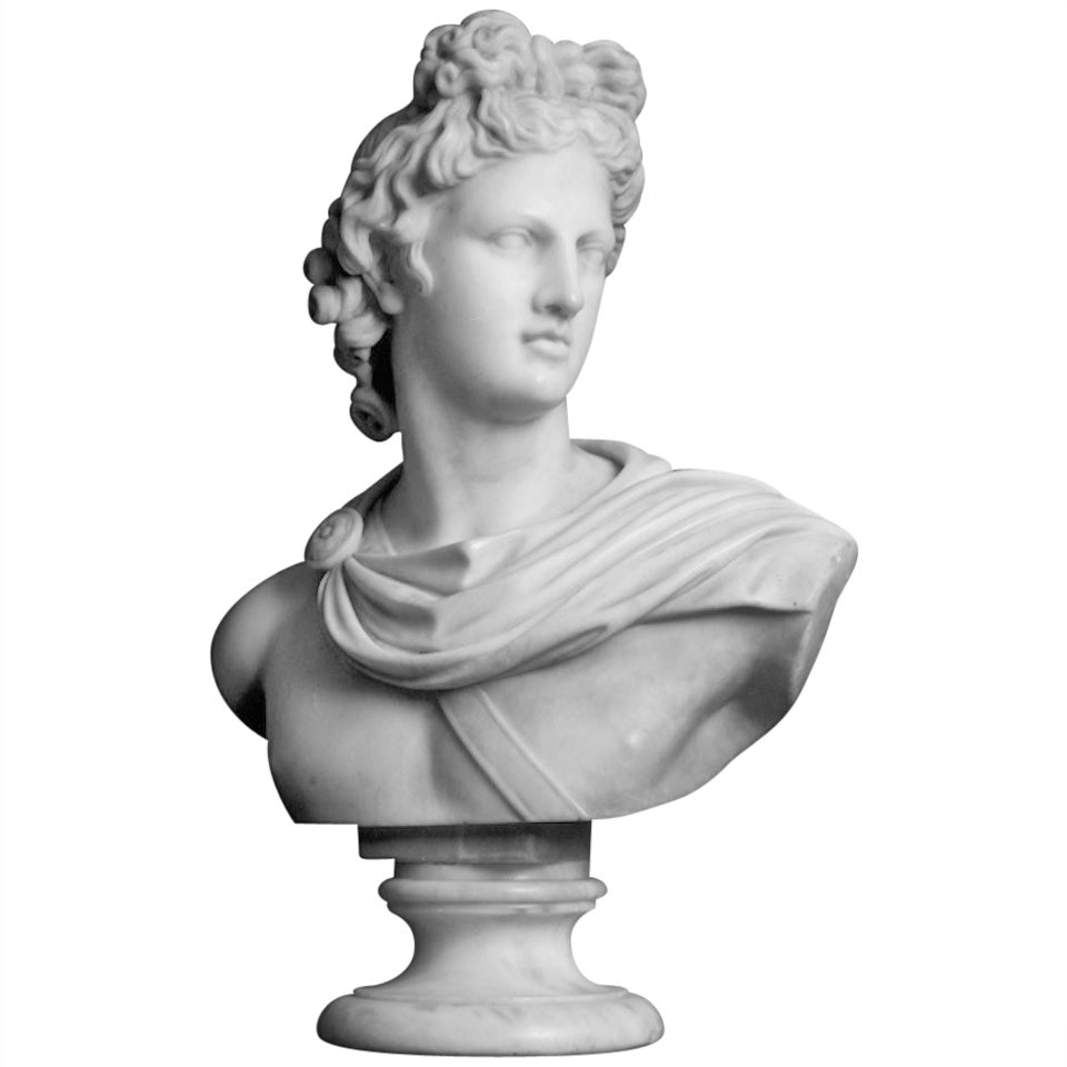 19th Century Alabaster Bust of Apollo After the Original For Sale