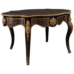Rare 19th Century Black Boulle Salon Table, from the Earl of Beaconsfield