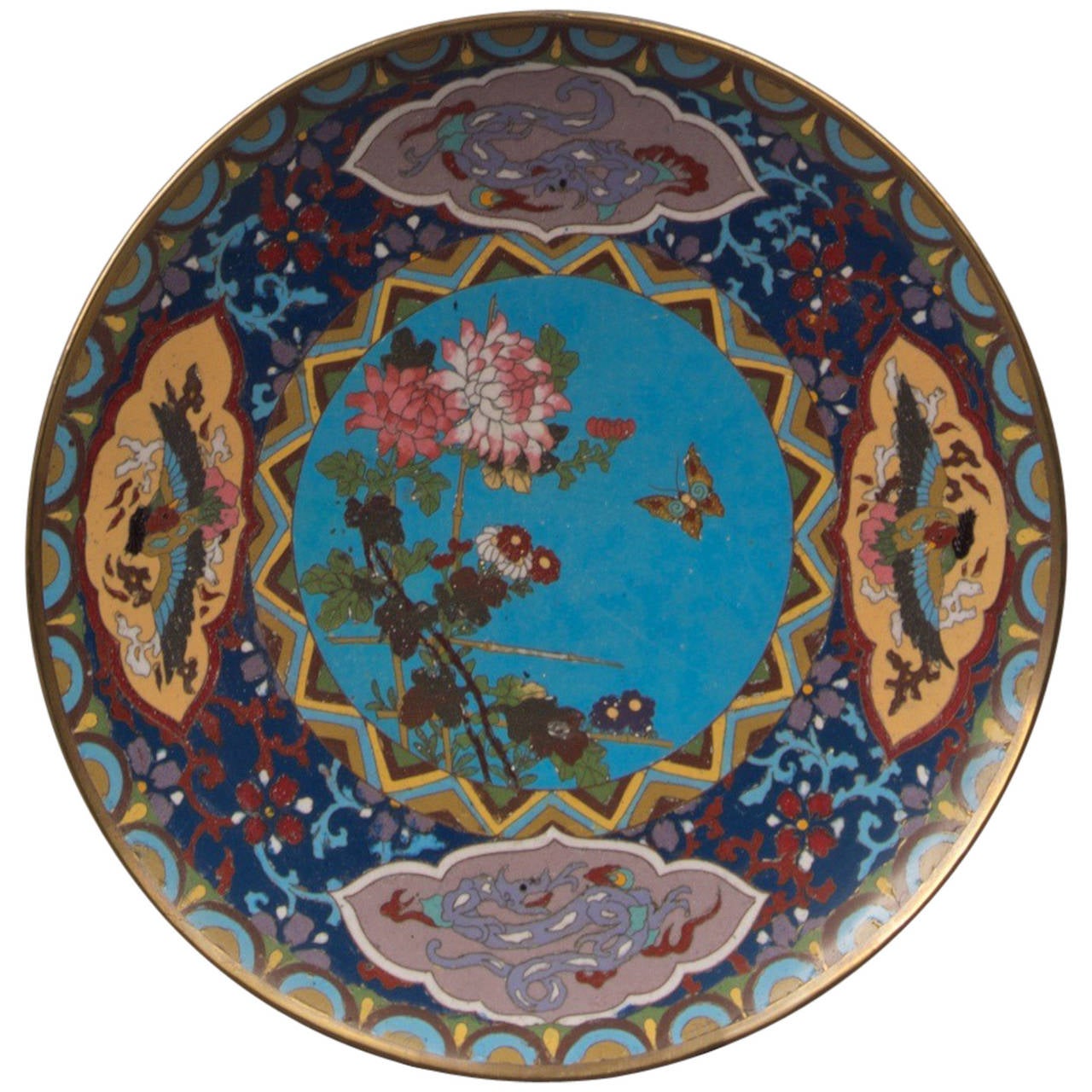 19th c. Meiji Period Clossonie Charger For Sale