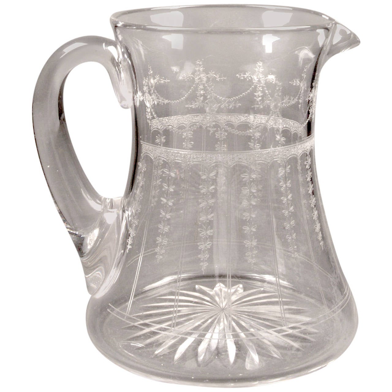 20th Century Edwardian Etched Glass Water Jug For Sale