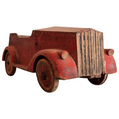 Antique Painted Timber Pedal Car