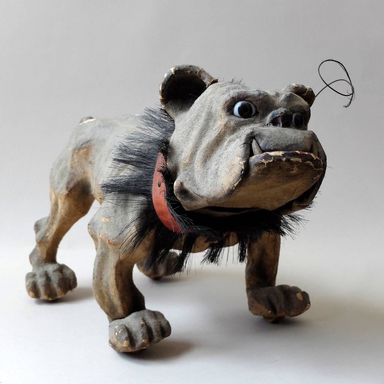 European Antique French Growler Bulldog Toy