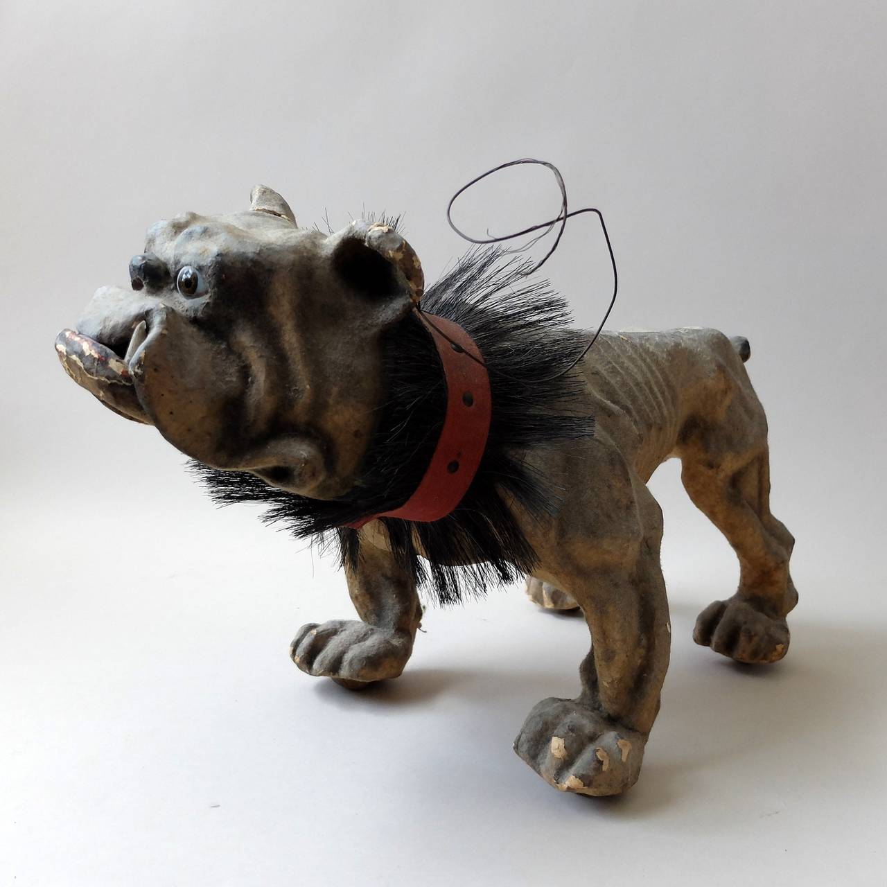 Composition Antique French Growler Bulldog Toy
