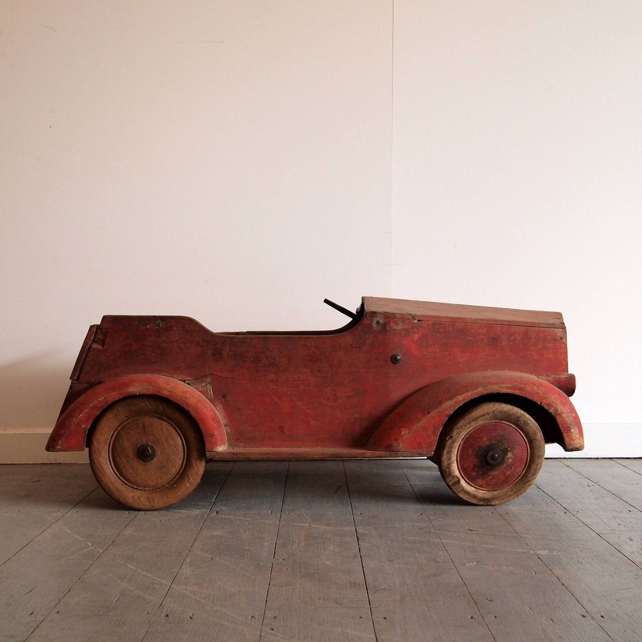 European Painted Timber Pedal Car For Sale