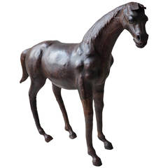 Vintage Leather Horse Figurine