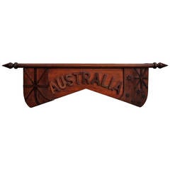 Antique Large Carved Blackwood Australia Banner