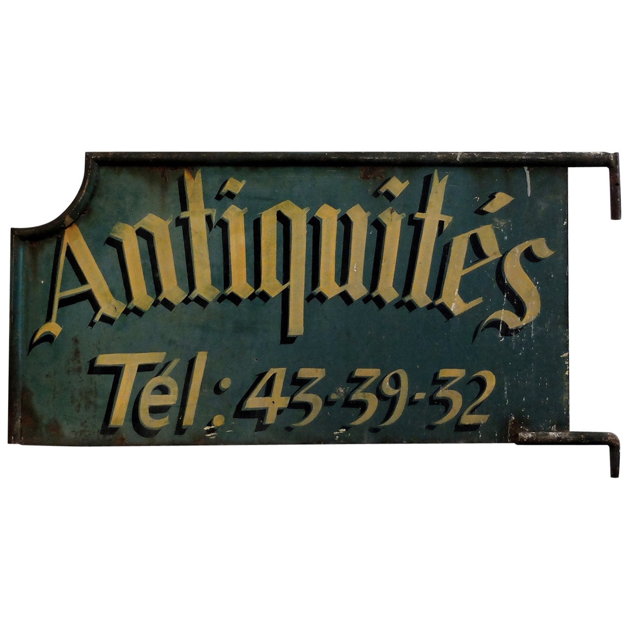 Belgian Painted Metal Antique Shop Sign For Sale