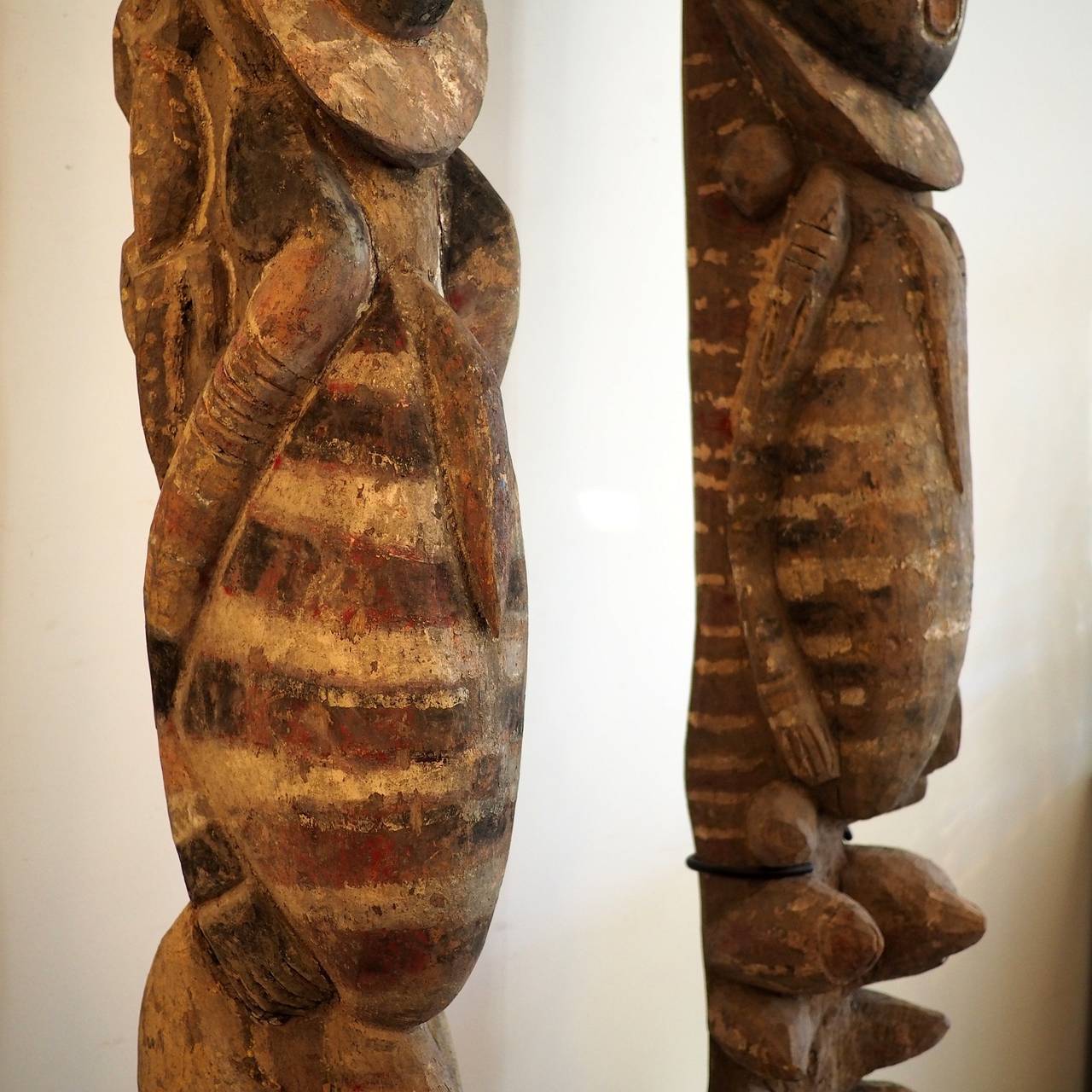 Steel Pair of Rare Abelam House Posts, Papua New Guinea