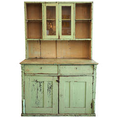 Green Painted Farmhouse Kitchen Cupboard