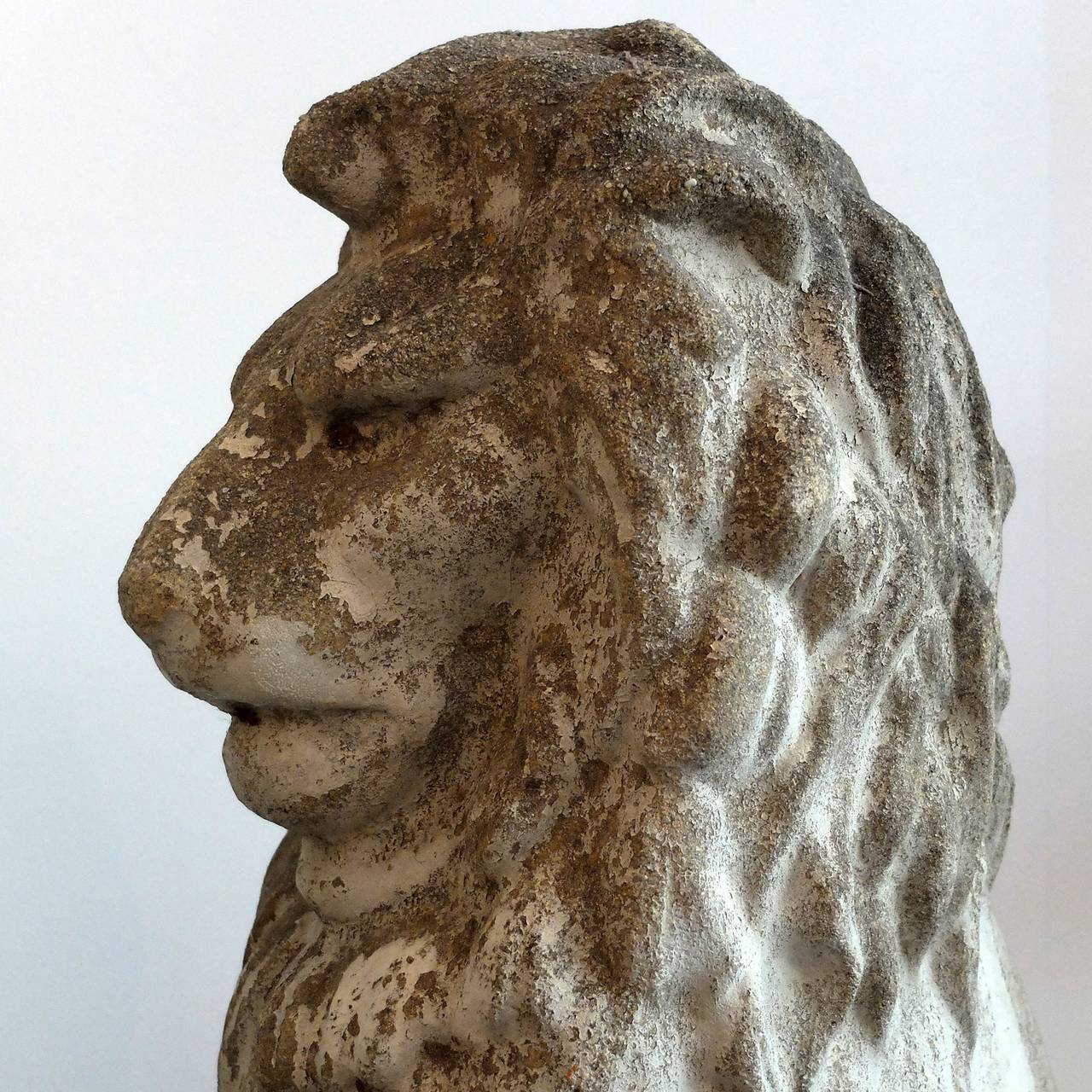 Pair of Composite Stone Garden Lions In Good Condition In Fitzroy, Victoria
