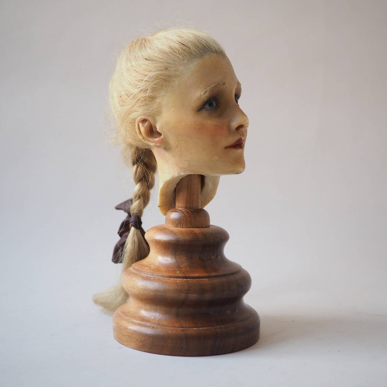 Edwardian Early 20th Century Wax Model of a Girl's Head