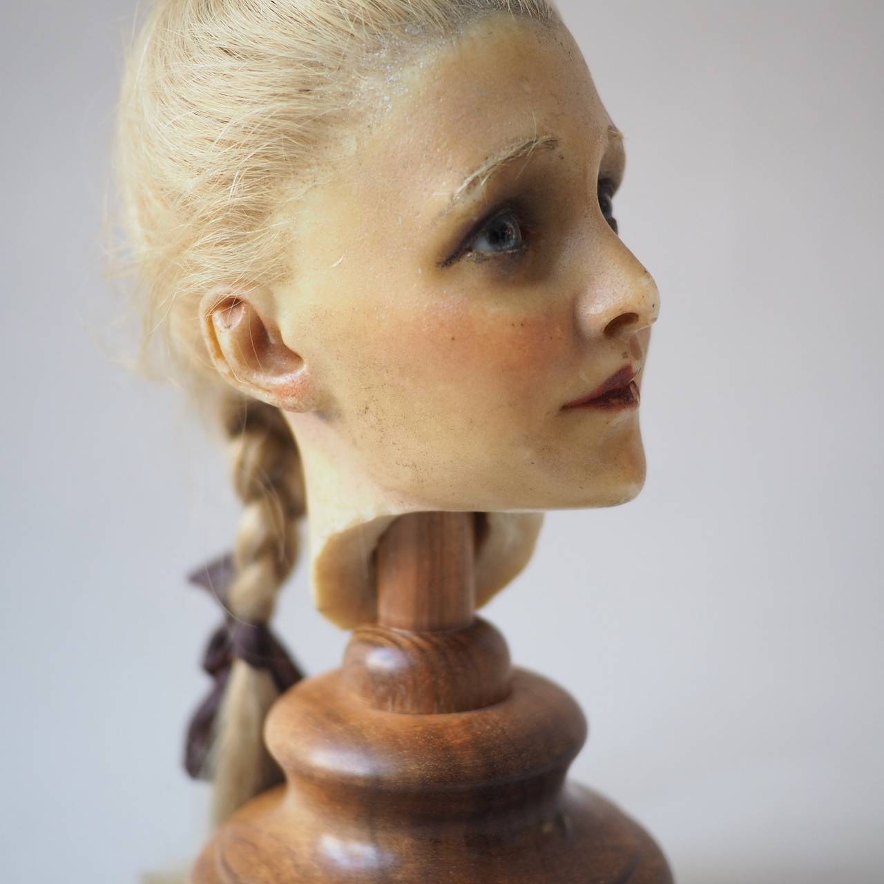 European Early 20th Century Wax Model of a Girl's Head