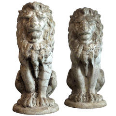 Pair of Composite Stone Garden Lions