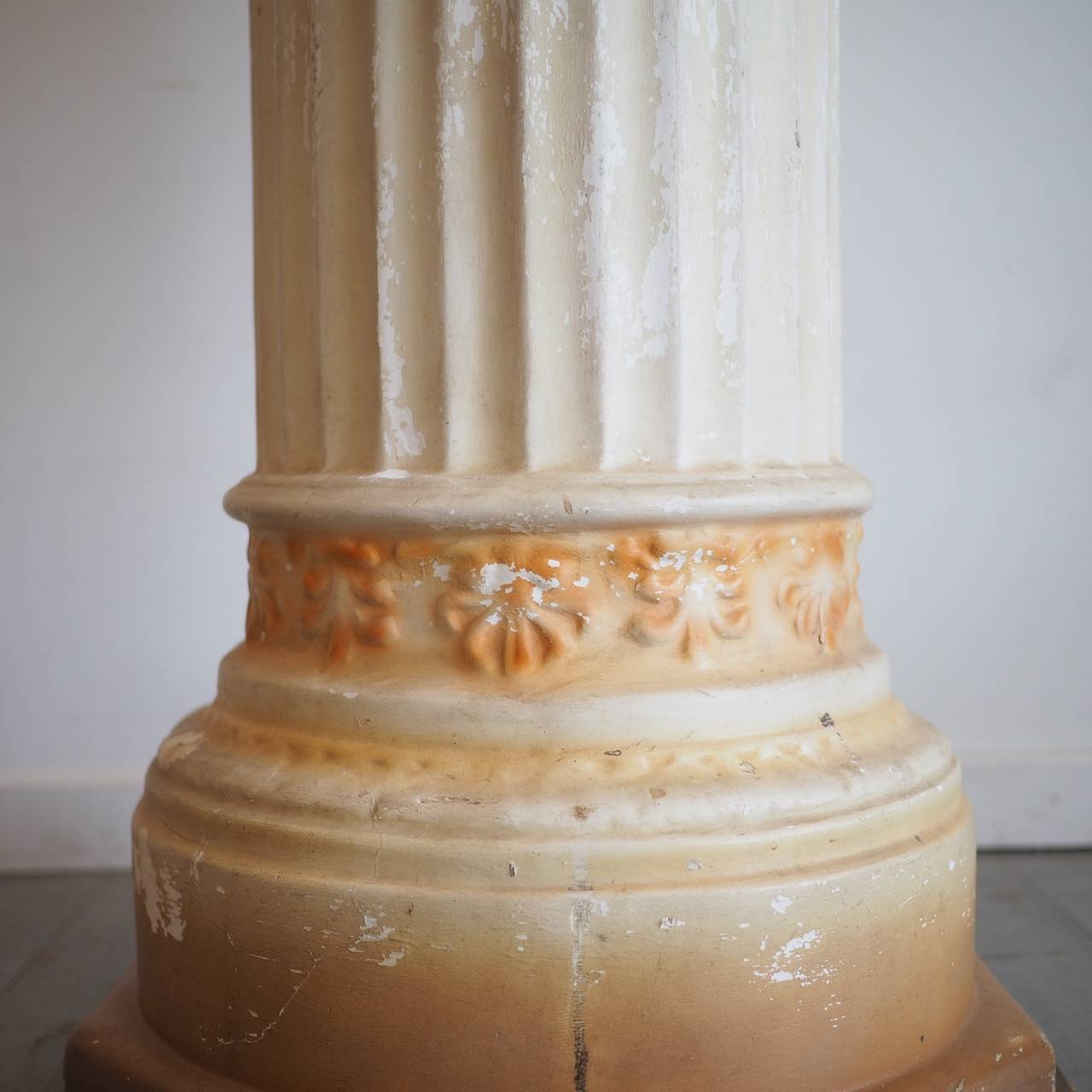 Painted Two Cast Plaster Column Pedestals For Sale