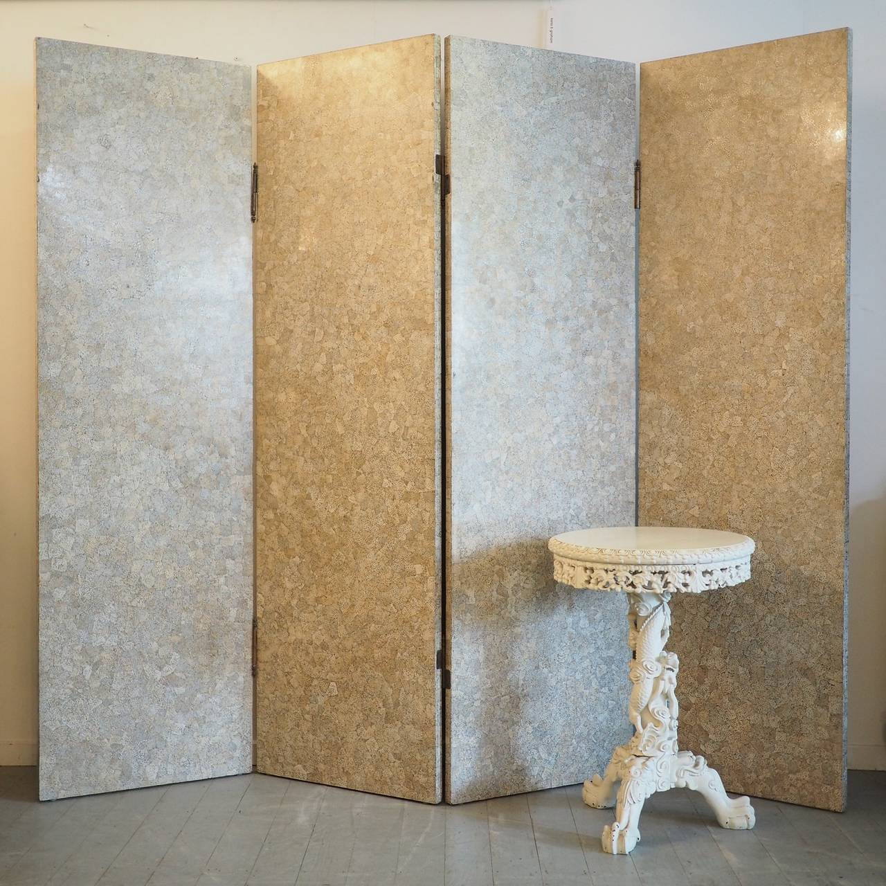 Eggshell Lacquer Four Panel Screen