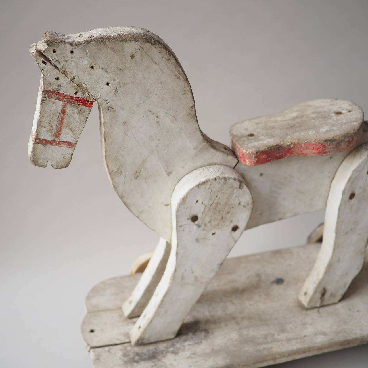 French Painted Timber Pull-Along Horse In Fair Condition For Sale In Fitzroy, Victoria