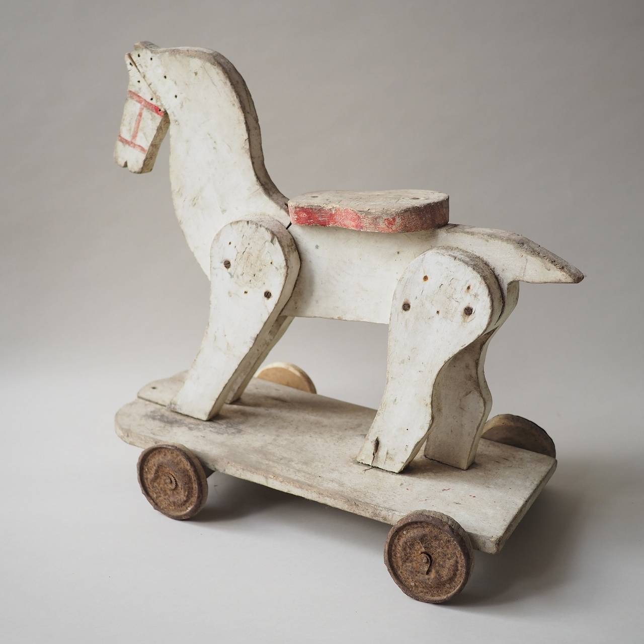 French Painted Timber Pull-Along Horse For Sale 1