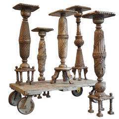Carved Indian Pedestals