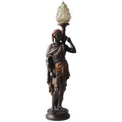 Spelter Cold Painted Table Lamp in the form of a Moorish Man