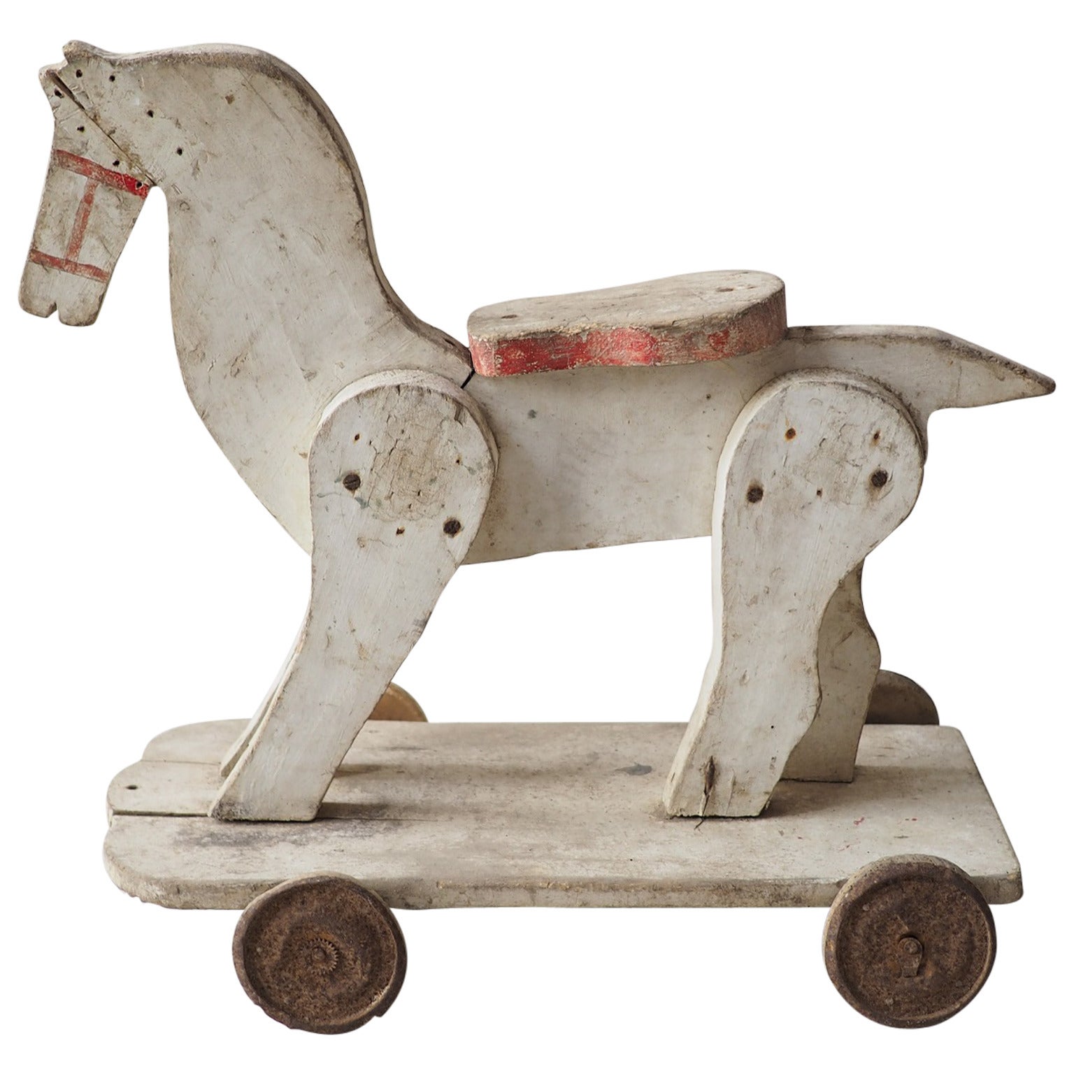 French Painted Timber Pull-Along Horse For Sale