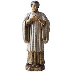Beautiful 19th Century Carved Figure of St. Aloysius