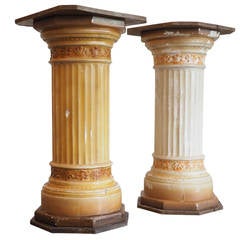 Two Cast Plaster Column Pedestals