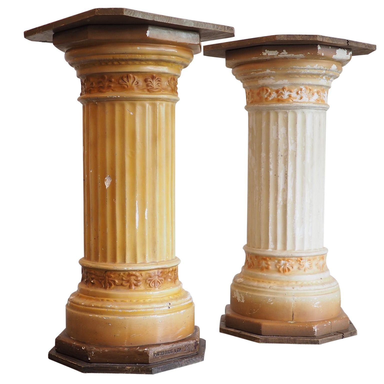 Two Cast Plaster Column Pedestals For Sale