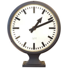 East German Double-Sided Railway Clock
