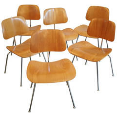 Set of Six Eames DCM Chairs for Herman Miller